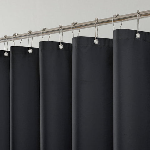 1 Pack Water-Repellent Fabric Shower Curtain Liner, 72x66 Black