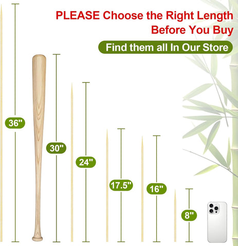 Bamboo Smores Sticks (50 Pcs), 17.5" Marshmallow Roasting Sticks for Fire Pit, 5mm Heavy Duty Wooden Skewers for Smore Hot Dog Barbecue Thick Sticks for Campfire Grilling Camping Bonfire