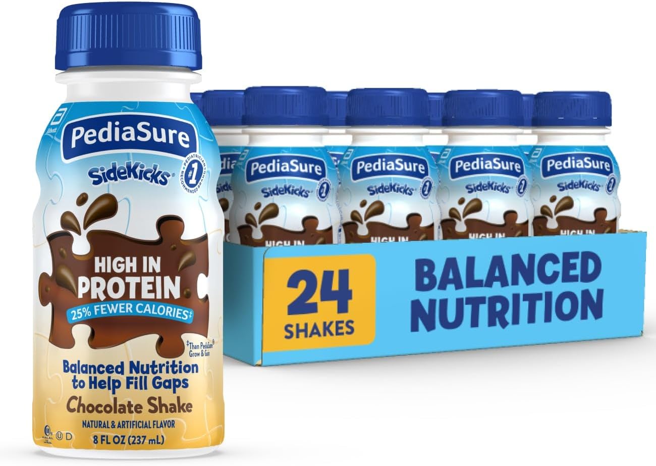 PediaSure SideKicks Kids Protein Shakes, 10g Protein, Chocolate, 24 Pack | Delicious Shake for Kids that’s High in Protein and has 27 Vitamins & Minerals to Help Fill Nutrient Gaps, 8-fl-oz Bottles
