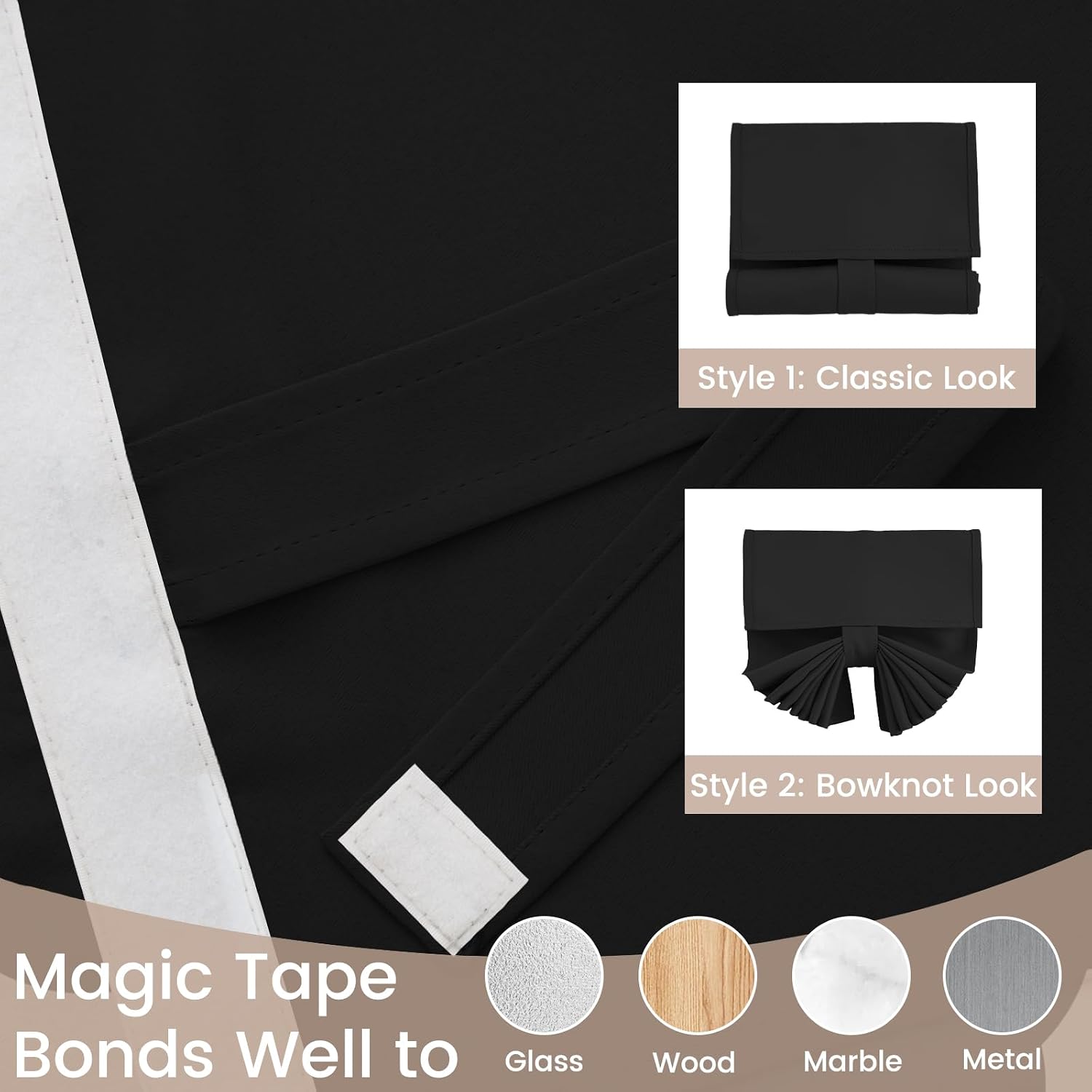 Vatge Blackout Door Curtains - Room Darkening French Door Curtains for Small Windows, Front Window Covering for Classroom/Glass/Patio/Sliding, 1 Panel, W24 x L36, Black