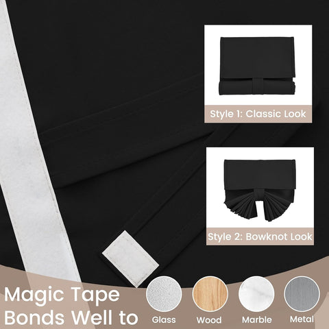 Vatge Blackout Door Curtains - Room Darkening French Door Curtains for Small Windows, Front Window Covering for Classroom/Glass/Patio/Sliding, 1 Panel, W24 x L36, Black