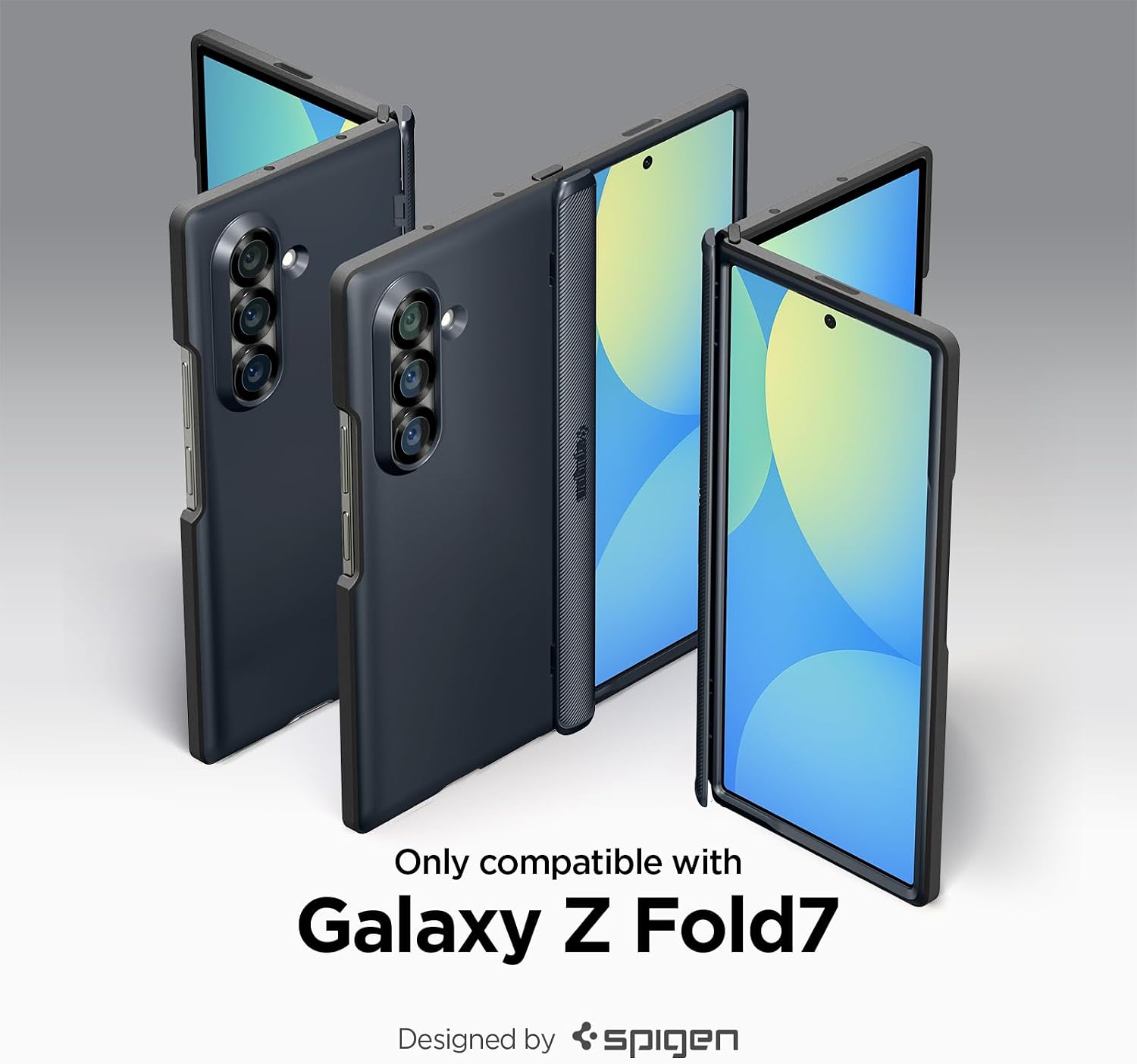 Spigen for Galaxy Z Fold 7 Case, Slim Armor Pro MagFit [Hinge Protection] [Fast Wireless Charging/Magnet for Galaxy] - Metal Slate