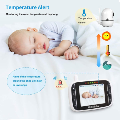 HelloBaby Baby Monitor with 2 Cameras and Audio, No WiFi, 3.2" Screen