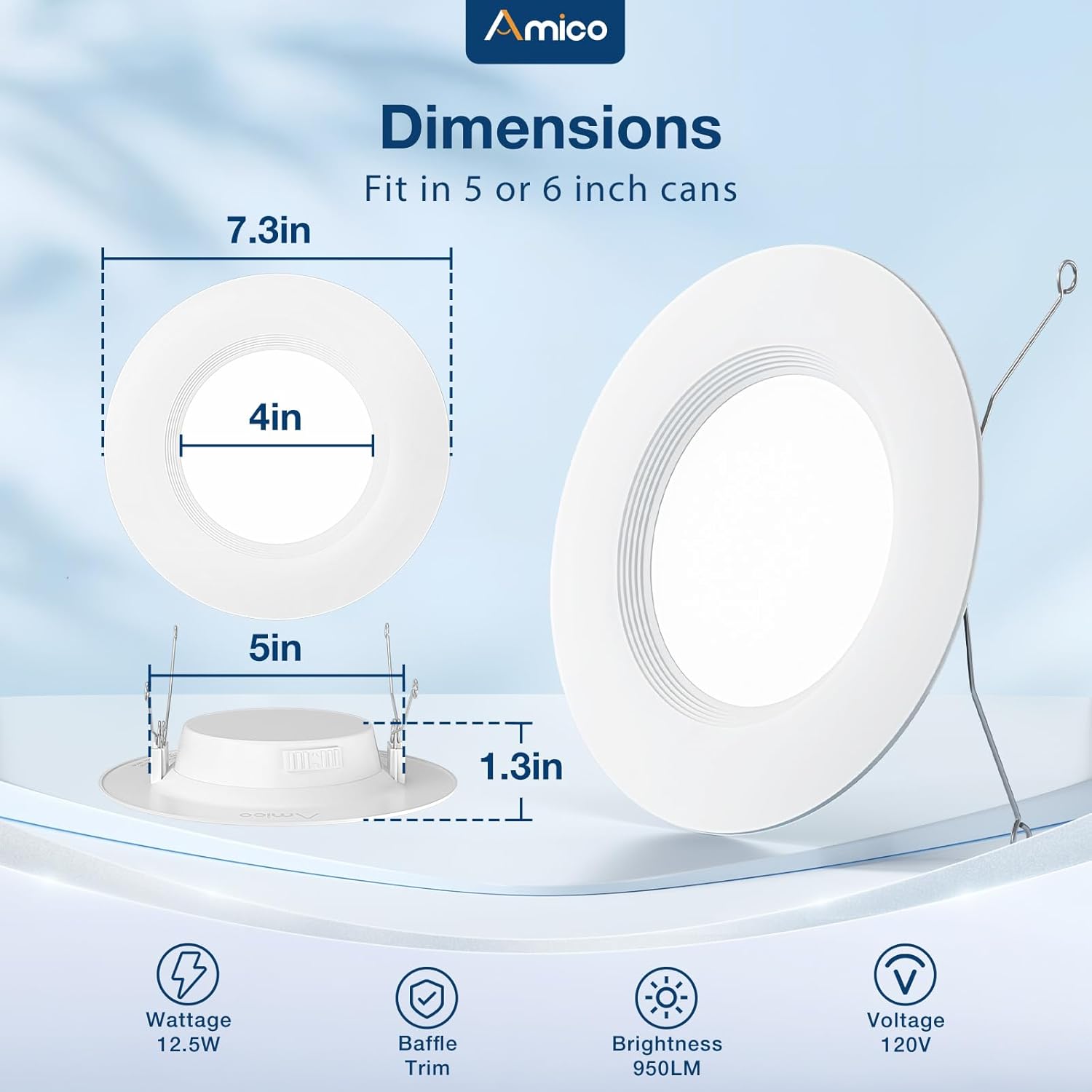 Amico 24 Pack 5/6 inch LED Recessed Lighting, Retrofit Can Lights, White
