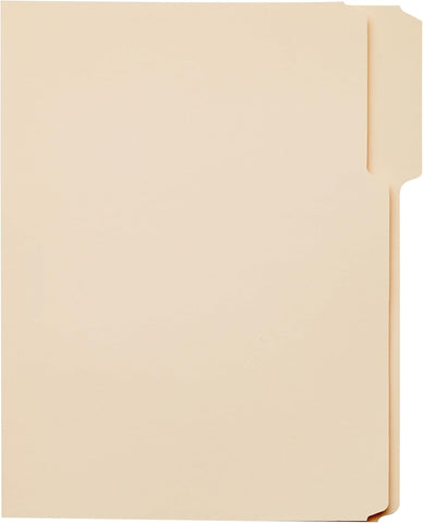 Amazon Basics Sturdy File Folders with Reinforced Tabs for Filing and Organization, 1/3-Cut Tab, Assorted Positions, Letter Size, 8.5x11 inches, Manila, 100-Pack