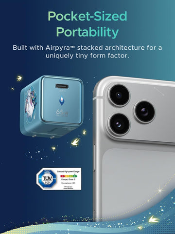 UGREEN Nexode Air 65W USB C Charger Honkai: Star Rail Edition, Glacier Blue