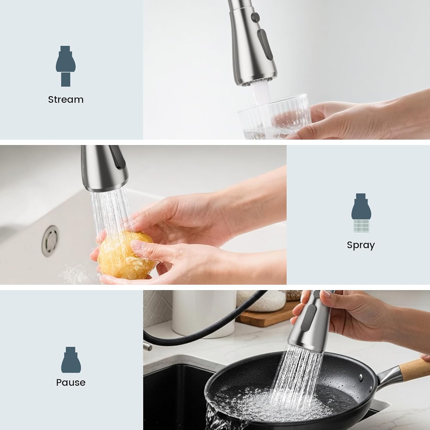 FEELSO Kitchen Faucets with Pull Down Sprayer, Brushed Nickel