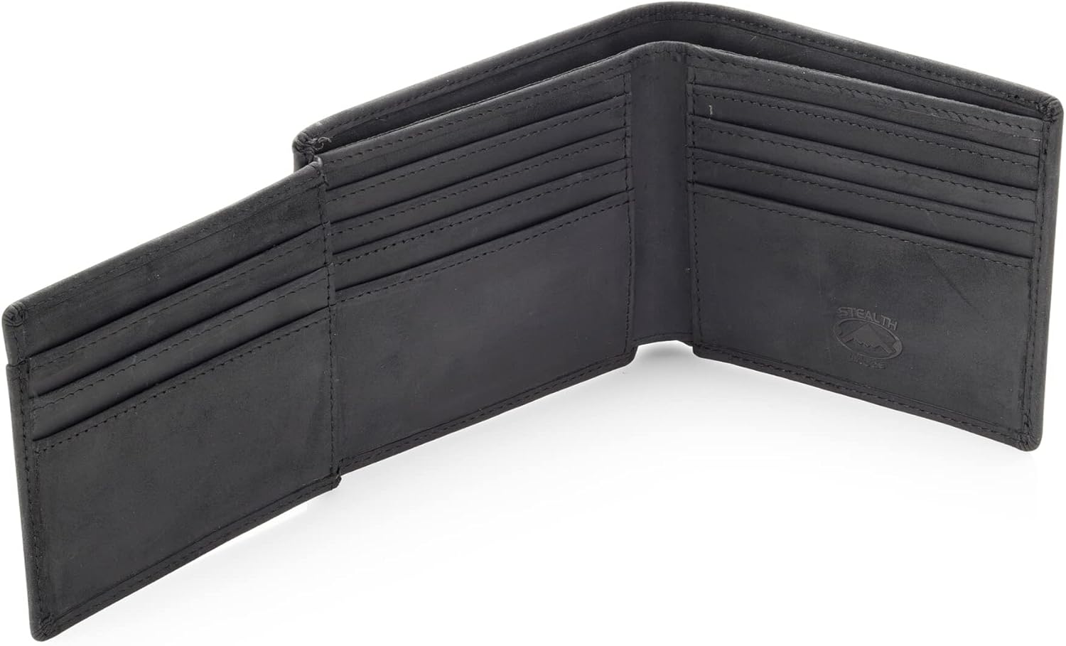 Stealth Mode Leather Bifold Wallet for Men - RFID Blocking, 11 Card Slots, Gift Box
