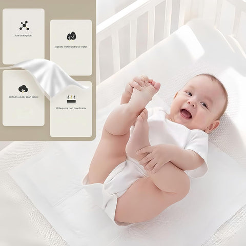 Disposable Changing Pad Liners (50 Pack), Baby Incontinence Diaper UnderPads 18"x 24" Extra Large & Super Soft , Ultra Absorbent & Waterproof - Covers Any Surface for Diaper Changes, White
