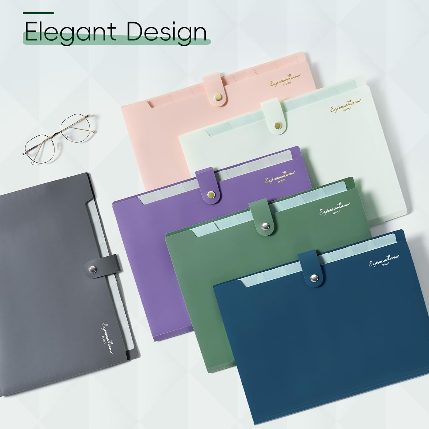 Sooez Elegant Accordion File Organizer, 8 Pocket Expanding File Folder