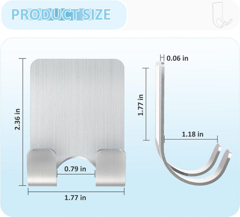 VIS'V Shower Wall Adhesive Razor Holder for His and Hers, Silver, 2 Pcs