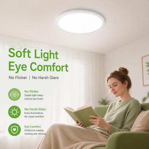 zemty 6Pack 12-Inch LED Flush Mount Ceiling Lights, 24W 3200Lumens 5 CCT Adjustable (3000K-6500K), Round Bright Light Fixture for Bedroom Kitchen Bathroom Hallway Closet(White)
