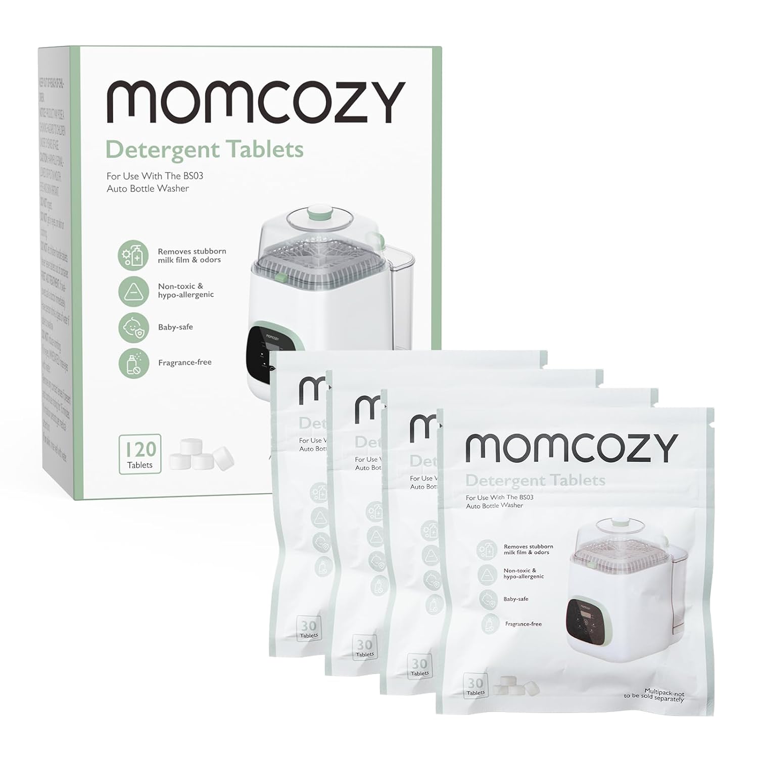 Momcozy Official Detergent Tablets for Momcozy Bottle Washers, 120 Tablets