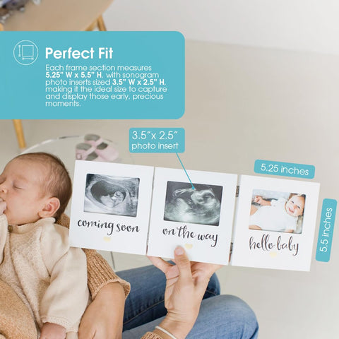 Pearhead Triple Sonogram Keepsake Picture Frame, White