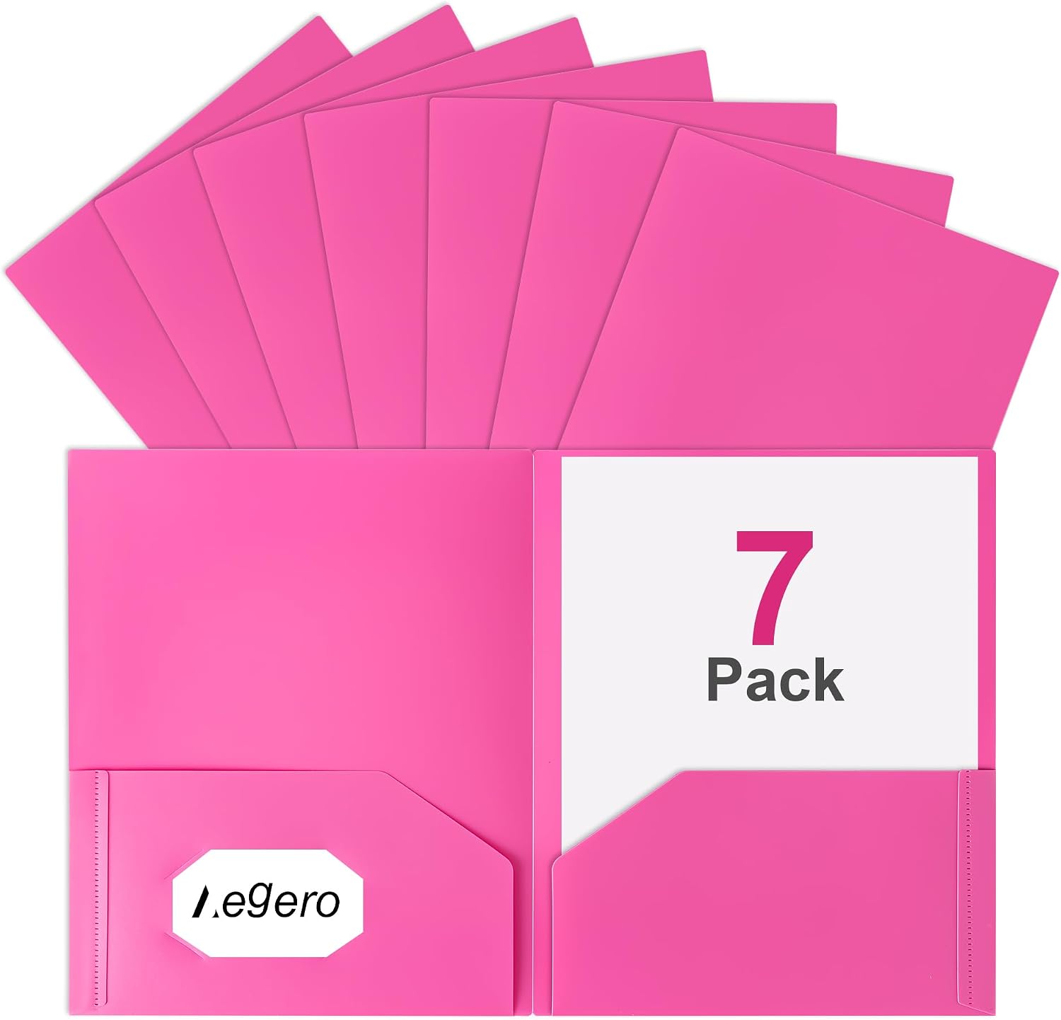 Aegero Plastic Folders with Pockets (7 Pack, Rosered)
