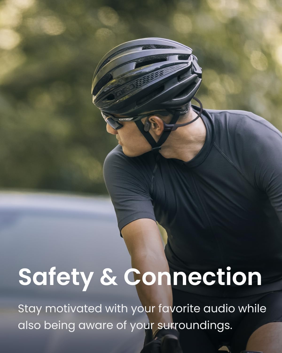 SHOKZ OpenRun Bone Conduction Open-Ear Bluetooth Sport Headphones, Black