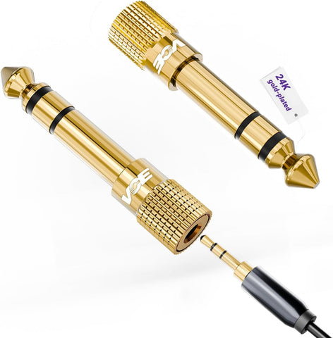 VCE 3.5mm to 1/4 Adapter Stereo Headphone Adapter, 24K Gold-Plated, 2-Pack