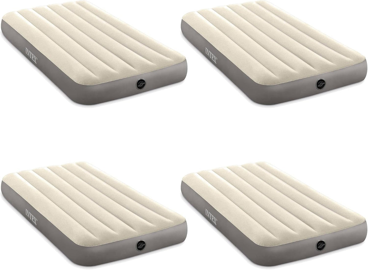 Intex Dura-Beam Standard 10" Twin Size Air Mattress, No Pump, 4-Pack