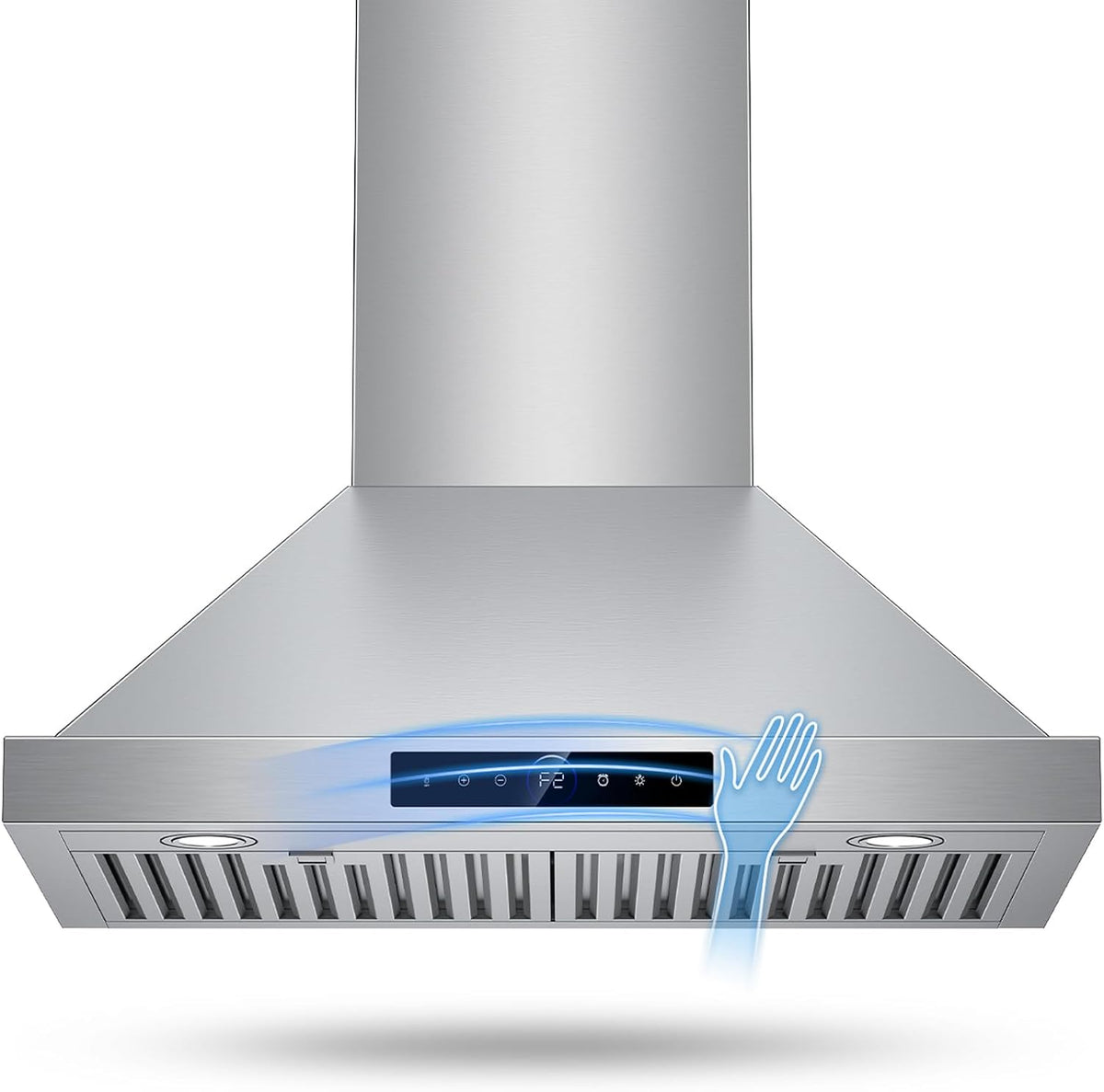 30 Inch Wall Mount Range Hood 1200 CFM, 4-Speed Smart Kitchen Range Hood 30 Inch with Touch Control & Gesture Sensing, 1500 Lumens LED Lights
