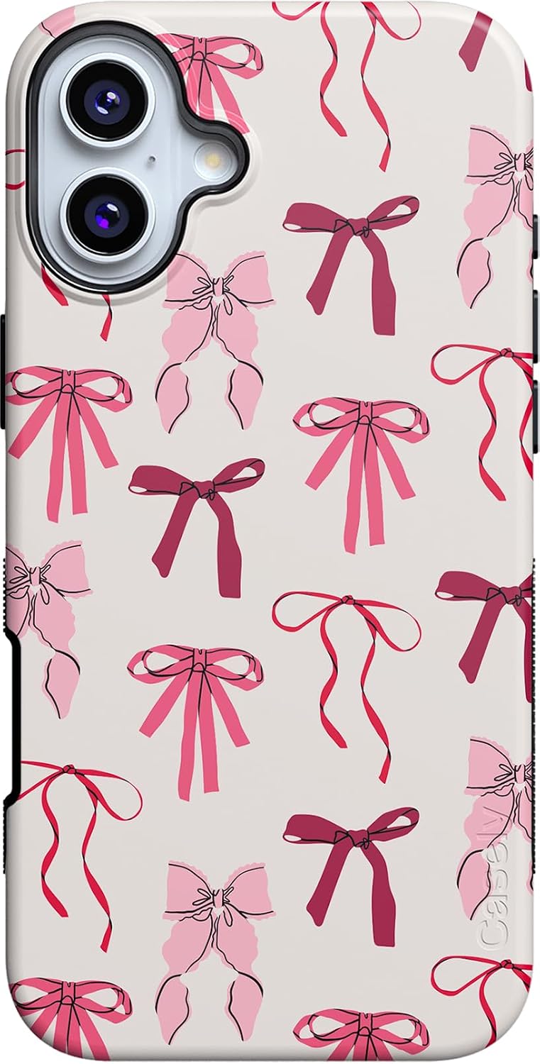 Casely iPhone 16 Case | Lover Girlie | Pink Bows | Bold Protective Design | Compatible with MagSafe