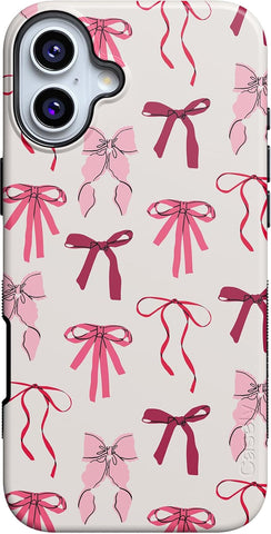 Casely iPhone 16 Case | Lover Girlie | Pink Bows | Bold Protective Design | Compatible with MagSafe