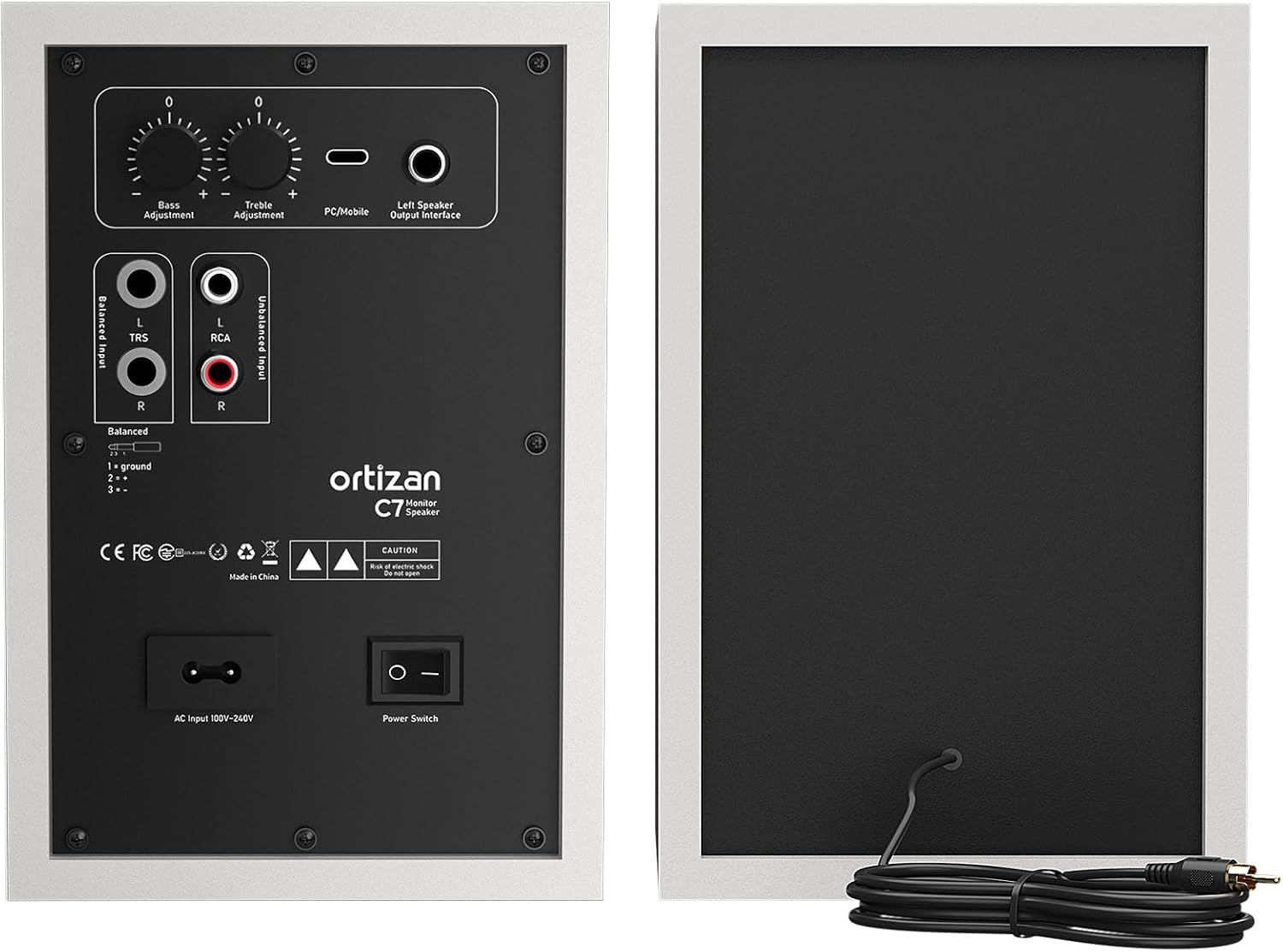 Ortizan C7 Powered Studio Monitors Pair with Bluetooth 5.3, White