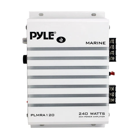 Pyle Hydra Marine Amplifier - Upgraded Elite Series 240 Watt 4 Channel Audio Amplifier - Waterproof, 4-8 Ohm Impendance, GAIN Level Controls, RCA Stereo Input & LED Indicator (PLMRA120)