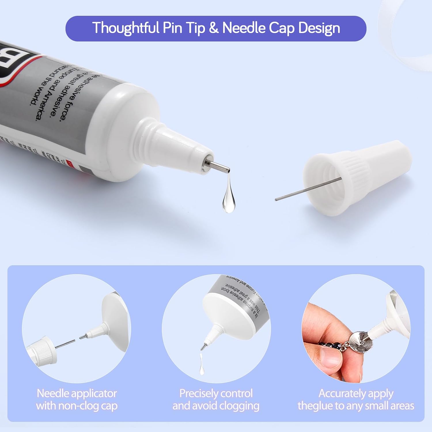 FITTDYHE 3PCS Jewelry Glue - 15ML/0.5fl oz Clear DIY Craft Glue for Rhinestones, Waterproof Strong Bond Adhesive for Phone Repair, Nail Art, Shoes, Fabric, Metal, Glass