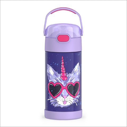 THERMOS FUNTAINER Water Bottle with Straw, 12oz, Cool Caticorns