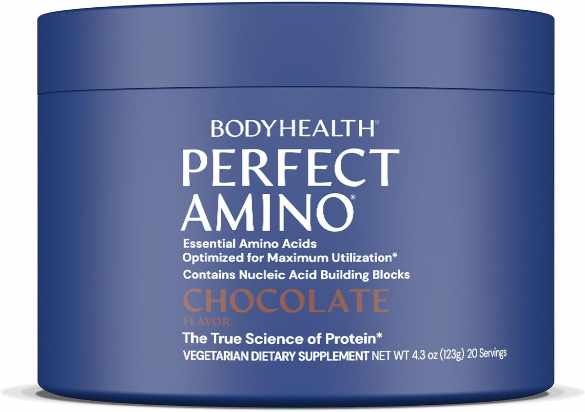BodyHealth PerfectAmino - BCAA and EAA Powder for Pre and Post Workout - Amino Acid Energy Drink for Men and Women to Support Lean Muscle and Recovery - Chocolate - 20 Servings