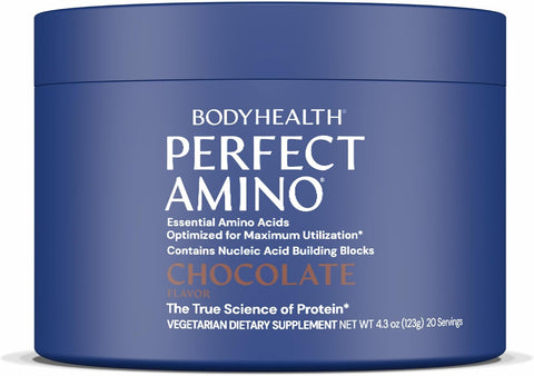 BodyHealth PerfectAmino - BCAA and EAA Powder for Pre and Post Workout - Amino Acid Energy Drink for Men and Women to Support Lean Muscle and Recovery - Chocolate - 20 Servings