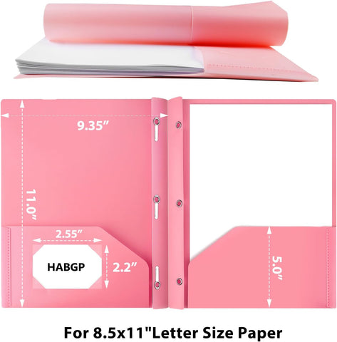 2 Pocket Folder with Prongs (10 Pack, Pastel), Plastic Folders with Pockets