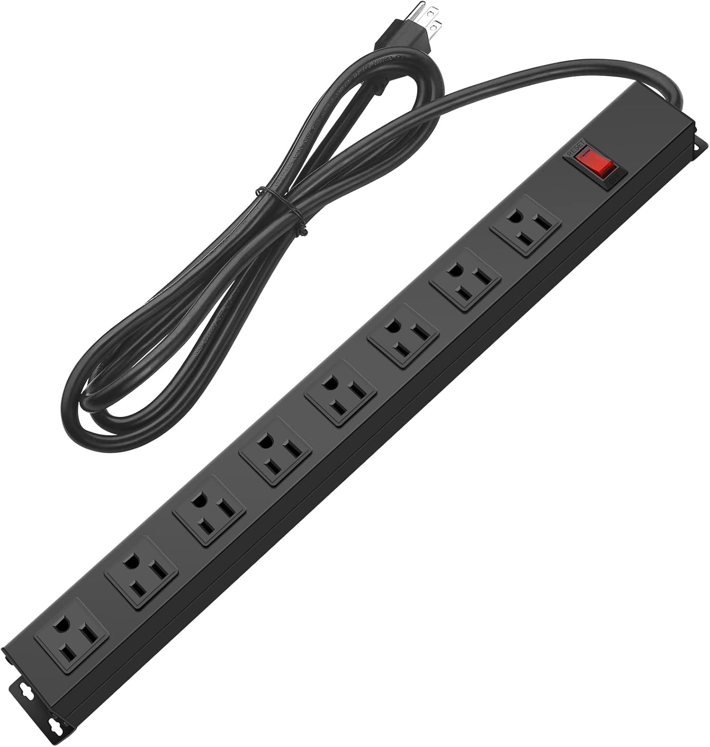 HHOSET Heavy Duty Long 8 Outlets, 14AWG Extension Cord, Black, 6FT, 1