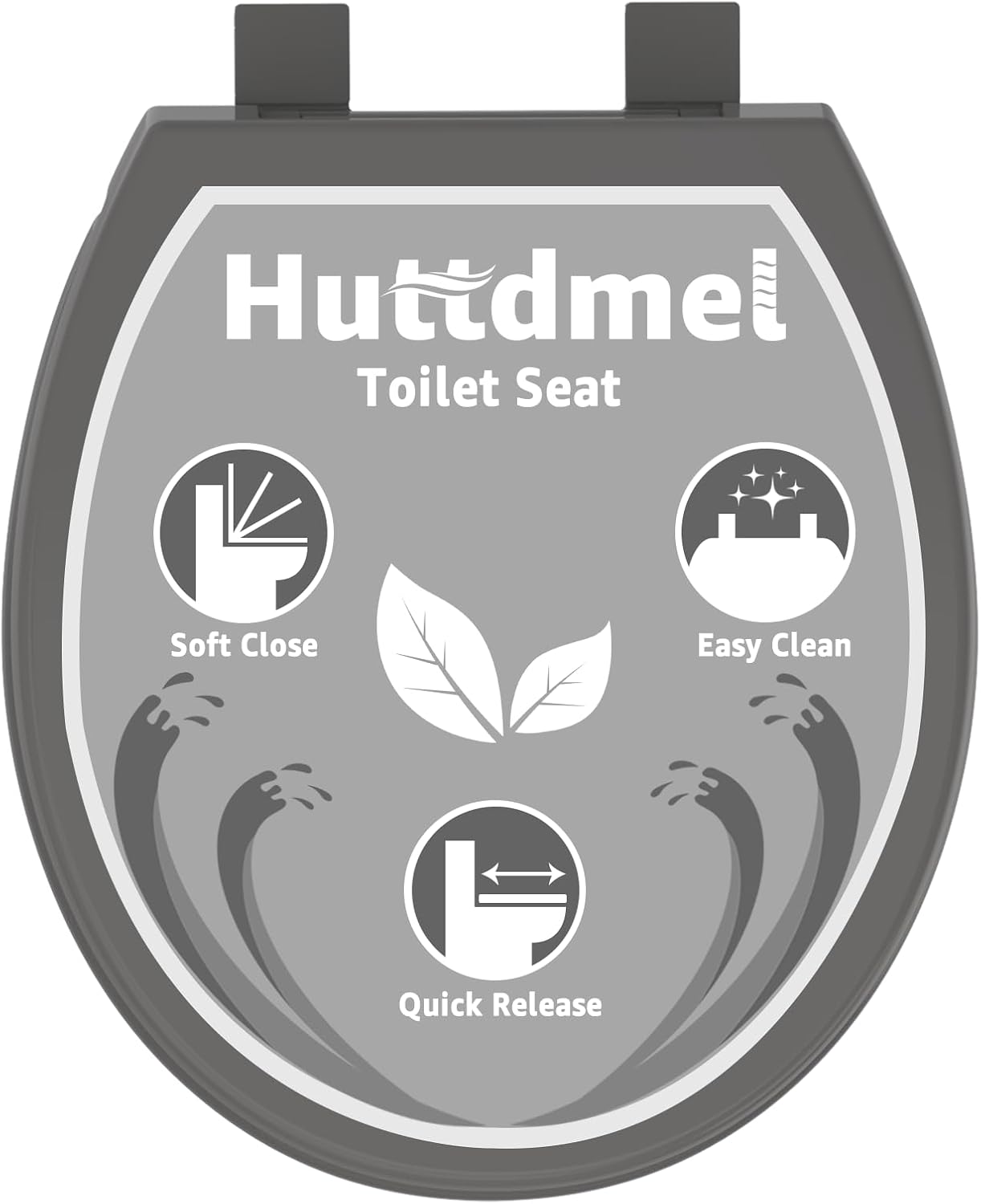 Toilet Seat Round 16.5 Inch with Quick Release-Quick Connect. White Round Toilet Seat with Soft Close. PP Material Safe, Easy Clean and Install, Sturdy Accessories Never Loosen,2 Years Support, Grey