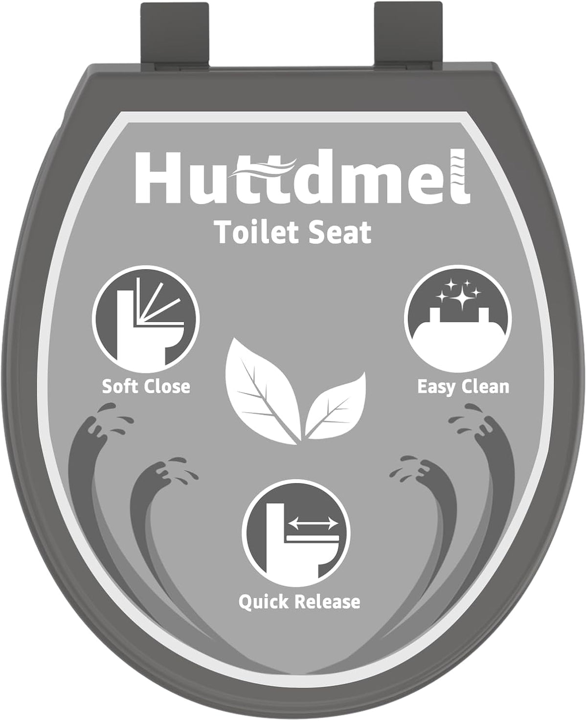 Toilet Seat Round 16.5 Inch with Quick Release-Quick Connect. White Round Toilet Seat with Soft Close. PP Material Safe, Easy Clean and Install, Sturdy Accessories Never Loosen,2 Years Support, Grey