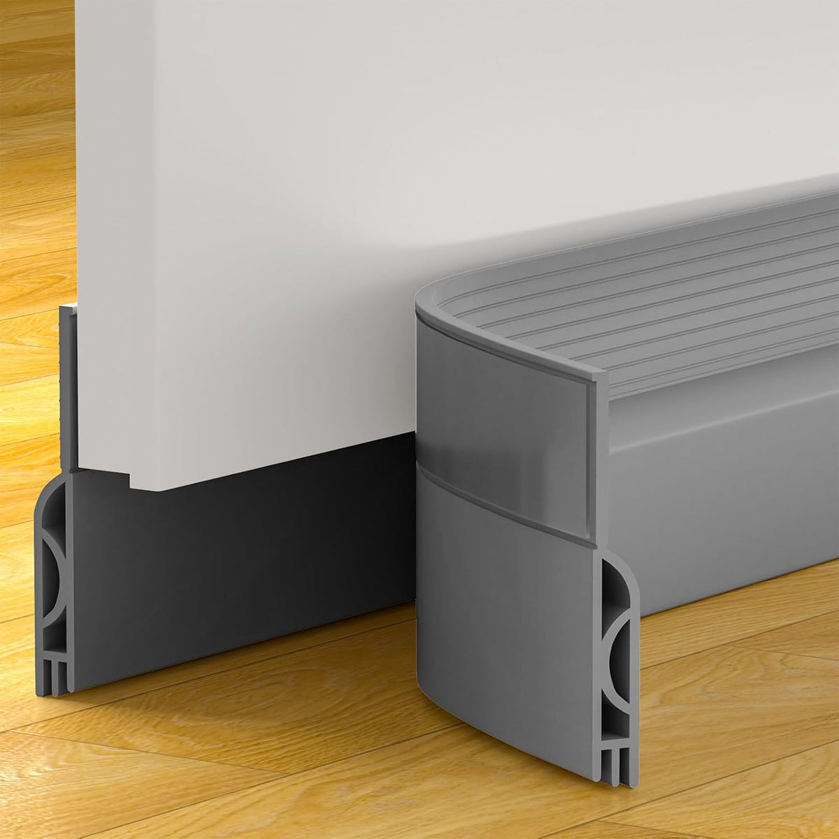 Door Draft Stopper, Door Sweep for Bottom of Door, Weather Stripping Door Seal Gap Filler Bottom Blocker Soundproofing Cold Air Insulation Save Energy Install Quickly Easily (Gray, 78‘’)