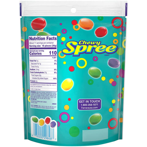 Spree Chewy Fruity Candy, Sweet & Sour, Resealable Bag, 12 oz