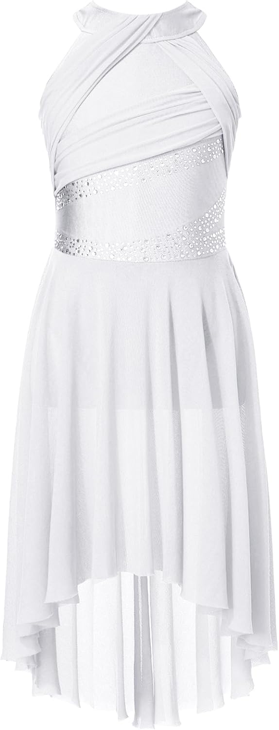 Kids Girls Lyrical Dance Dress Ballet Tulle Leotard Dress