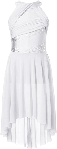 Kids Girls Lyrical Dance Dress Ballet Tulle Leotard Dress
