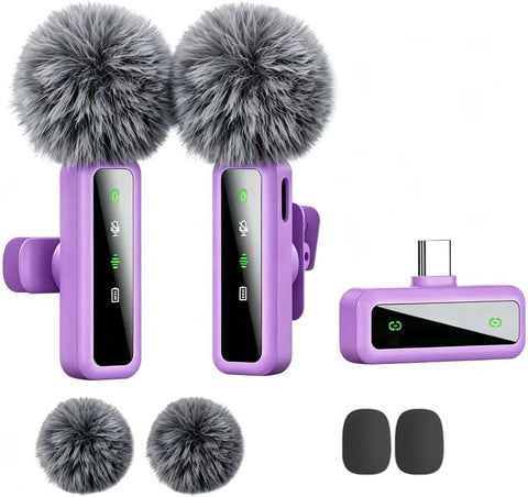 Wireless Lavalier Microphone for iPhone - iPad, Android Phone Computer, Mini Microphone for Live Streaming, Video Recording, Outdoor or Indoor Interviews, YouTube, TikTok, Vlog (Pink)