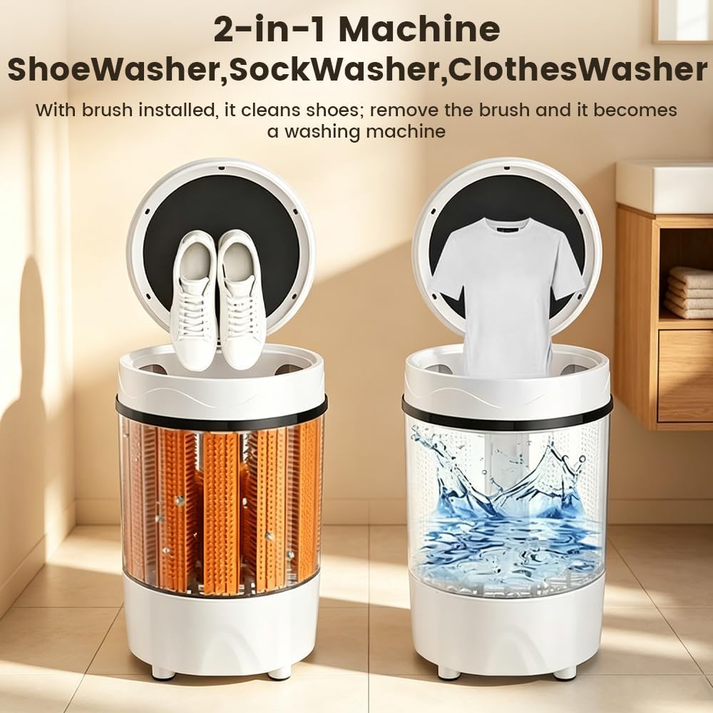 Professional Shoes Washing Machine, 3-in-1 Semi Automatic Portable Mini Washing Machine, Washing Shoes Clothes Underwear Socks, Spin Dry and Deep Cleaning,Compact for Dorms, Apartments, Homes, RV