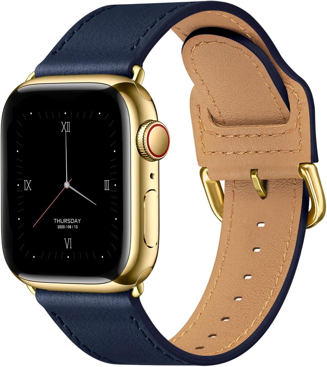 Thin Genuine Leather Bands Compatible with Apple Watch for Women Men