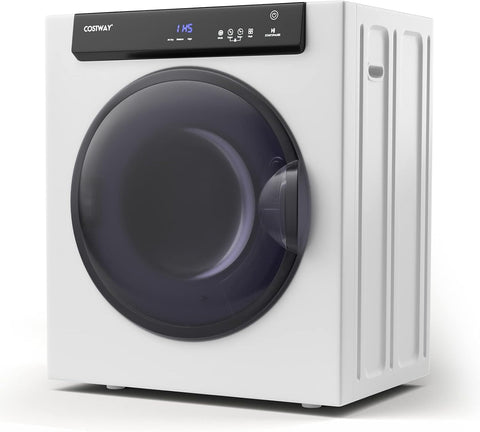 COSTWAY Compact Portable Dryer, with Touch Panel, 2 Modes, 3 Heating Powers and Adjustable Exhaust Vent, 8.8 LBS Front Load Tumble Laundry Dryer for Apartment, Dorm and Home, 1400W, White
