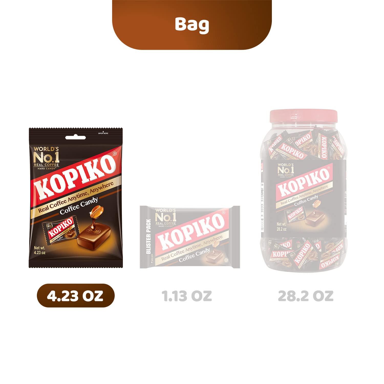Kopiko Cappuccino Candy – Bold-Tasty Hard Candy from Indonesia with Real Coffee Extract – A Satisfying Boost for On-the-Go Energy (4-Pack 4.23oz Each)