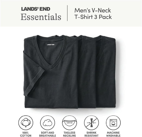 Lands' End Men's V-Neck Undershirt 3 Pack