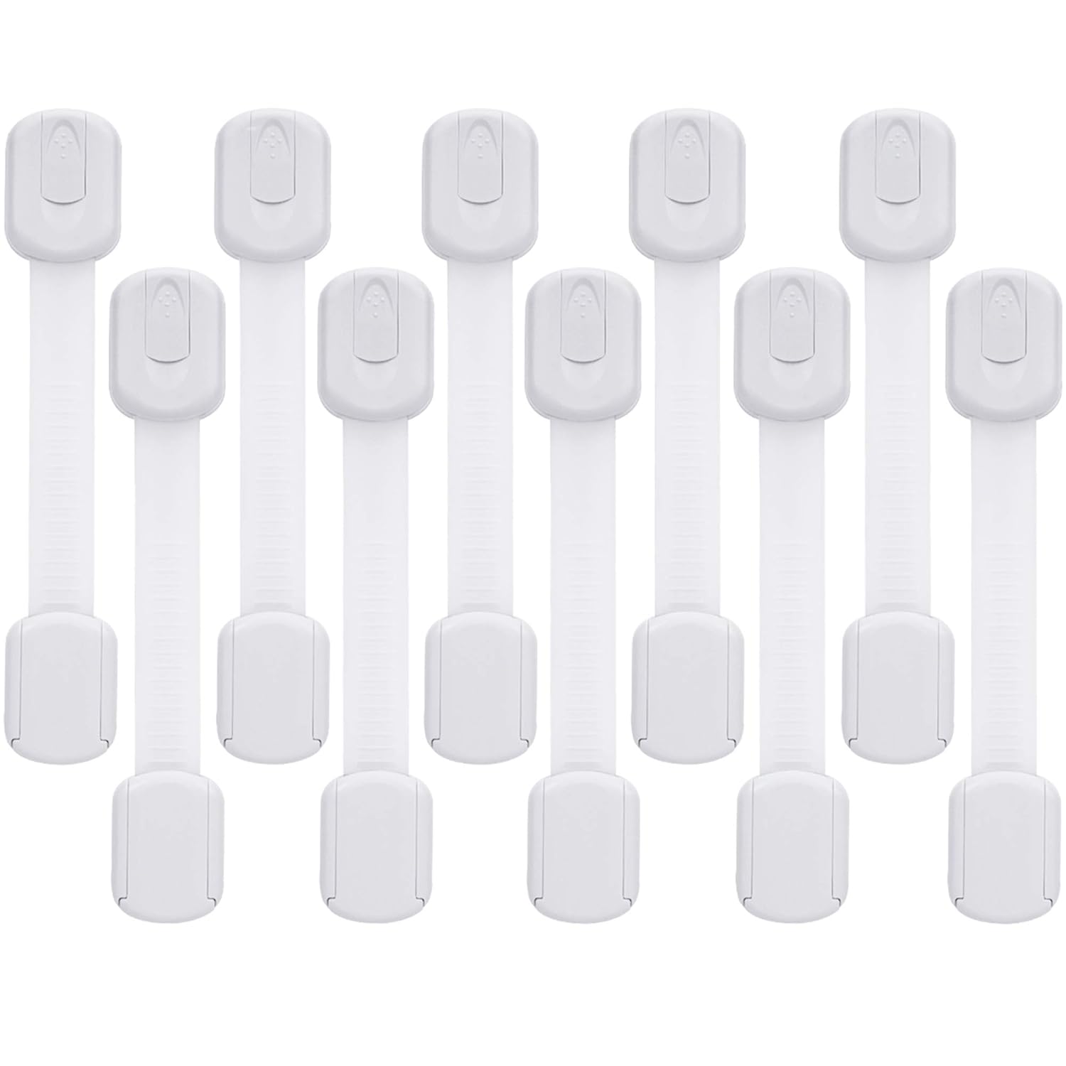 Goodv Child Safety Cabinet Locks - (10 Pack) Baby Proofing Latches to Drawer Door Fridge Oven Toilet Seat Kitchen Cupboard Appliance Trash Can with 3M Adhesive - Adjustable Strap No Drill No Tool