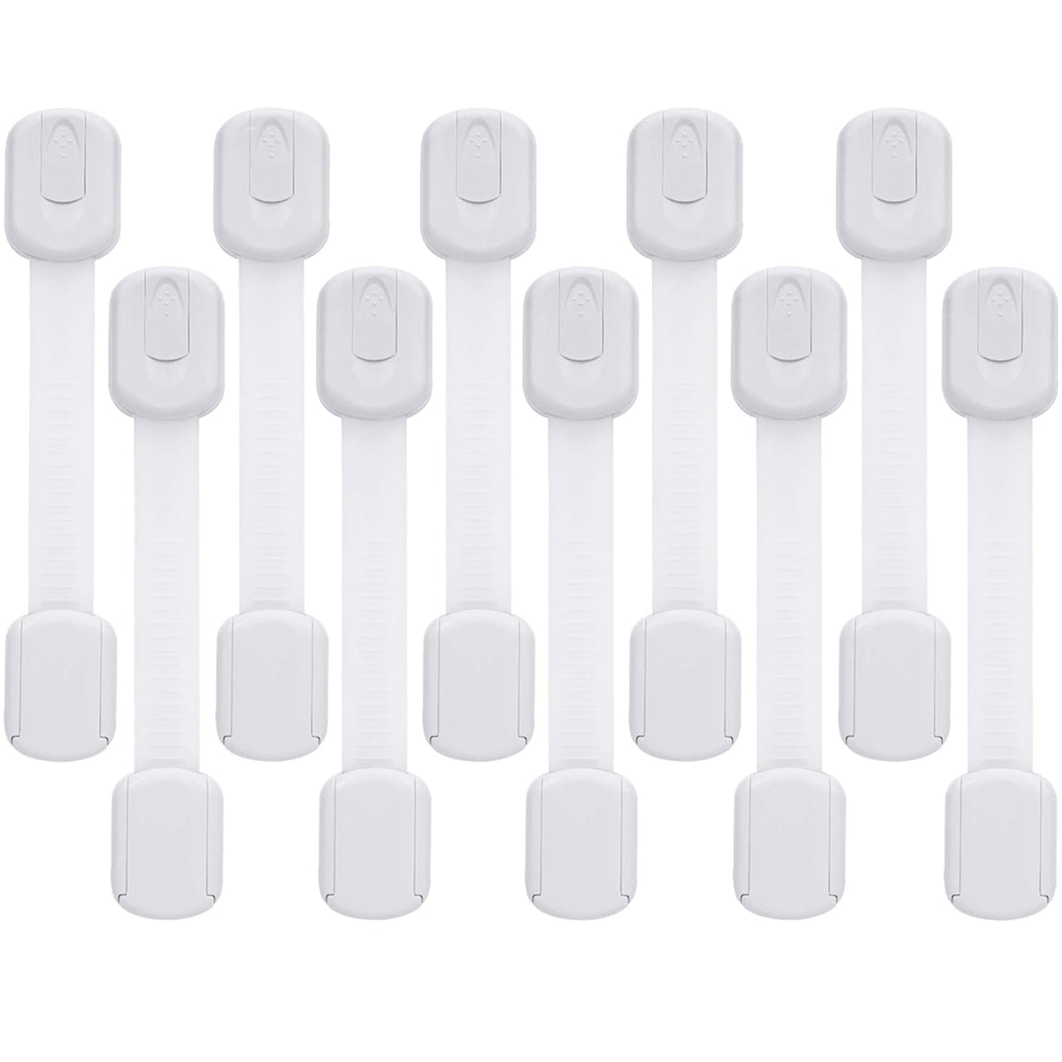 Goodv Child Safety Cabinet Locks - (10 Pack) Baby Proofing Latches to Drawer Door Fridge Oven Toilet Seat Kitchen Cupboard Appliance Trash Can with 3M Adhesive - Adjustable Strap No Drill No Tool