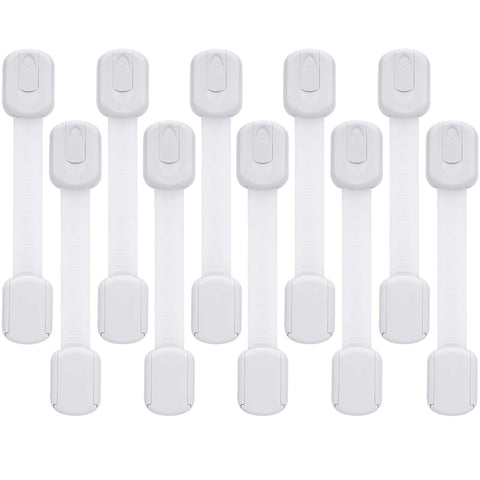 Goodv Child Safety Cabinet Locks - (10 Pack) Baby Proofing Latches to Drawer Door Fridge Oven Toilet Seat Kitchen Cupboard Appliance Trash Can with 3M Adhesive - Adjustable Strap No Drill No Tool