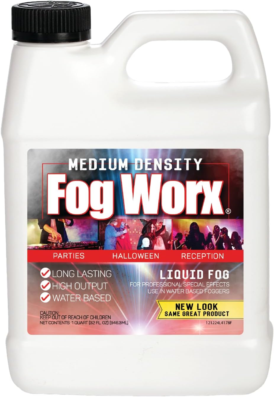 FogWorx Fog Juice - 1 Quart of Premium Odorless Fog Fluid (32 oz) - Medium Density, High Output, Long Lasting Fog Machine Fluid for 400 Watt to 1500 Watt Machines