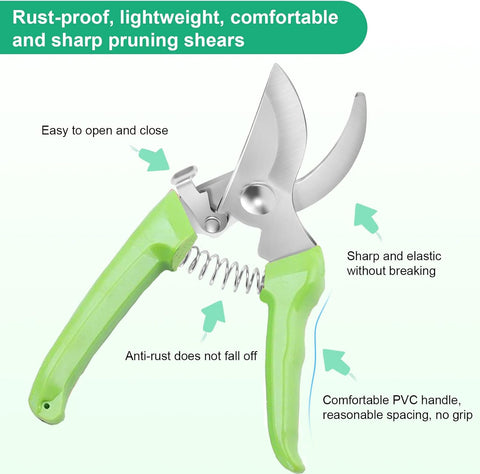 Premium garden shears, meperez pruning scissors gardening tools, pruners for flower, bushes, rose and fruit tree, use for florist, yard and orchard the plant clippers, sharp steel anvil snips